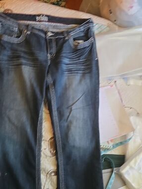 Reign Women's Faded Blue Straight Leg Jeans